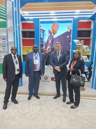 The Deputy Minister of Transport and Infrastructural Development visit the Zimbabwean cubicle at an Exhibition held in Awaza, Turkmenistan during the 3rd UN LLD Conference