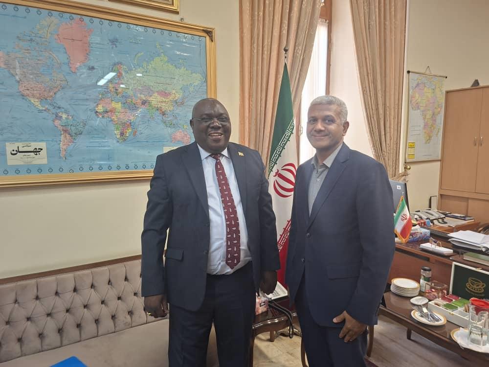 Ambassador B. Kupemba shares a lighter moment with the Director General for Africa in the Iranian Ministry of Foreign Affairs after their meeting in Tehran, Iran